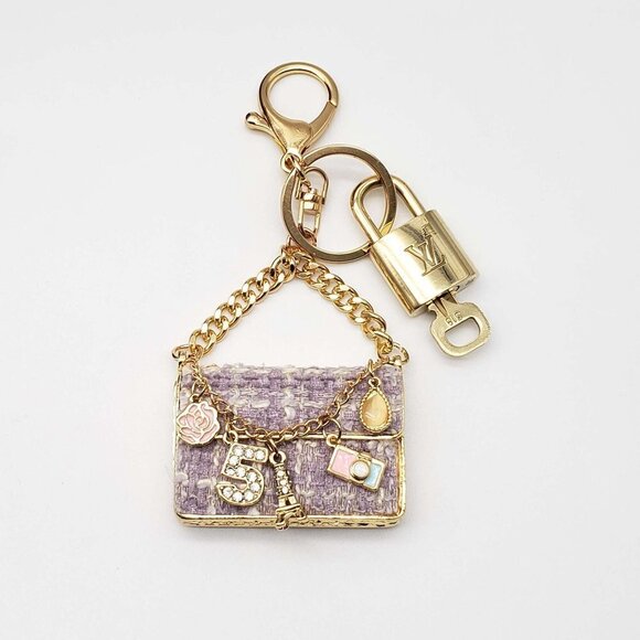 100% Auth Louis Vuitton Lock & Key with unbranded Bagcharm, Keycharm, Keychain - Picture 1 of 8